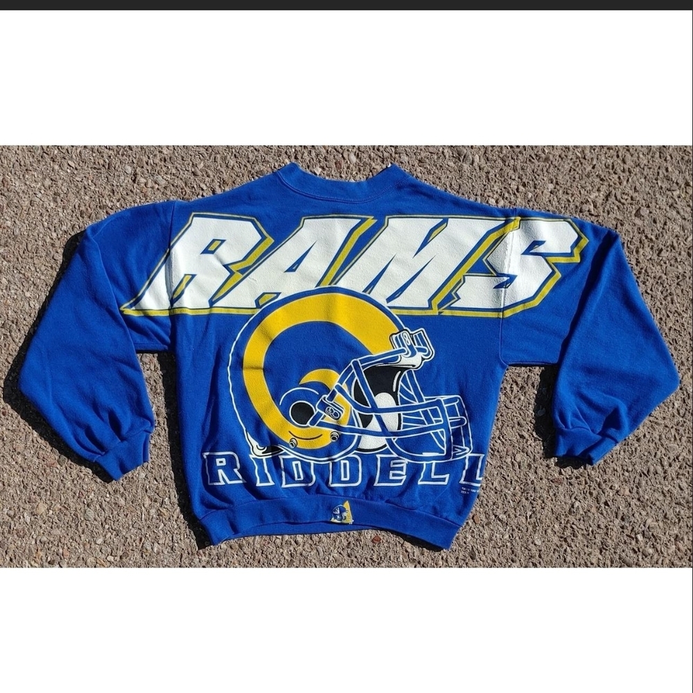 Vtg 1997 NFL St. Louis Rams Riddell All Over Print Sweatshirt Made in USA M